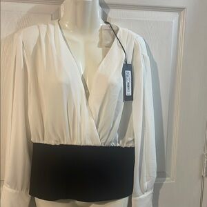 Elegant White and Black Women's Blouse